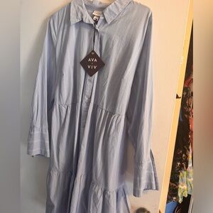 Ava & Viv Women's Dress - Blue striped